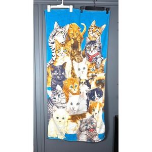 Vintage Hilasal Multicat terrycloth beach towel cotton‎ cat kitty kitten retro